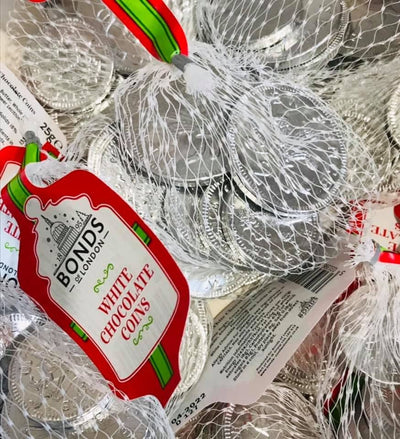 Bonds Net Of White Chocolate Silver Coins 60g (10 - 50 Nets)
