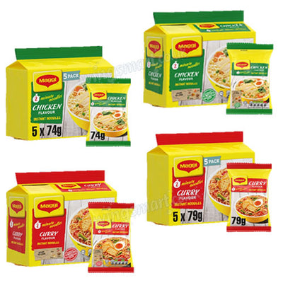 Maggi Instant Noodles – Curry & Chicken Flavours | 2 Minute Noodles Multipack & Singles