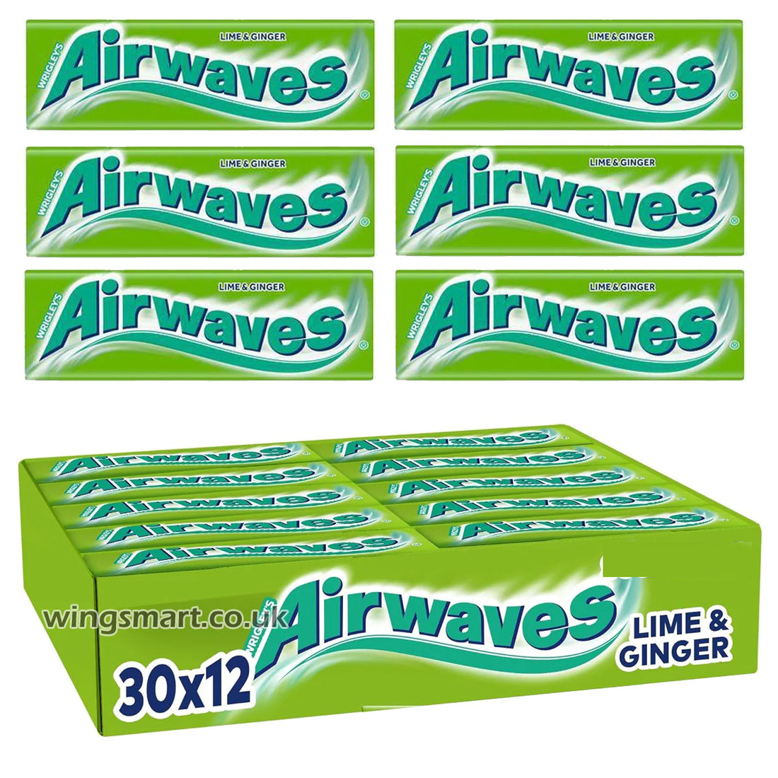 Airwaves Lime & Ginger Chewing Gum 14g (Box Of 30) WingsMart