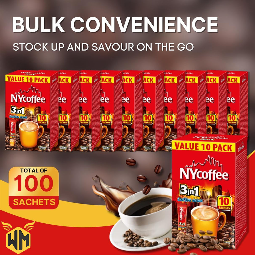 Ny 3 In 1 White Coffee & Sugar 10 x 14g Sachets 140g (Box of 10)