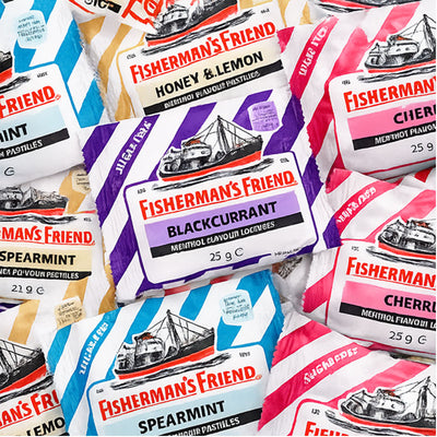 Fisherman’s Friend Sugar Free Lozenges 25g x 24 Sweets – Cherry Blackcurrant Honey Lemon & Spearmint with Sweeteners