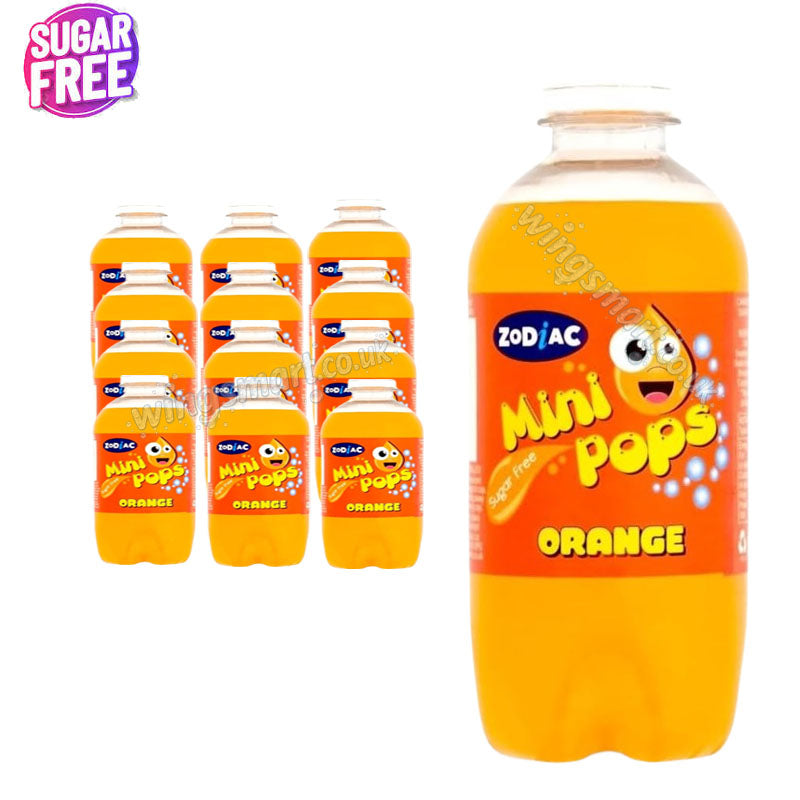 Zodiac Mini Pops 330ml Fizzy Drink 12 Bottles – Refreshing Flavours With sugar free