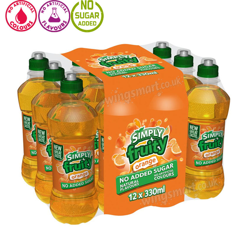 Simply Fruity Drinks 330ml (Strawberry, Orange, Apple, Blackcurrant & Apple) –(Box of 12 Bottles)