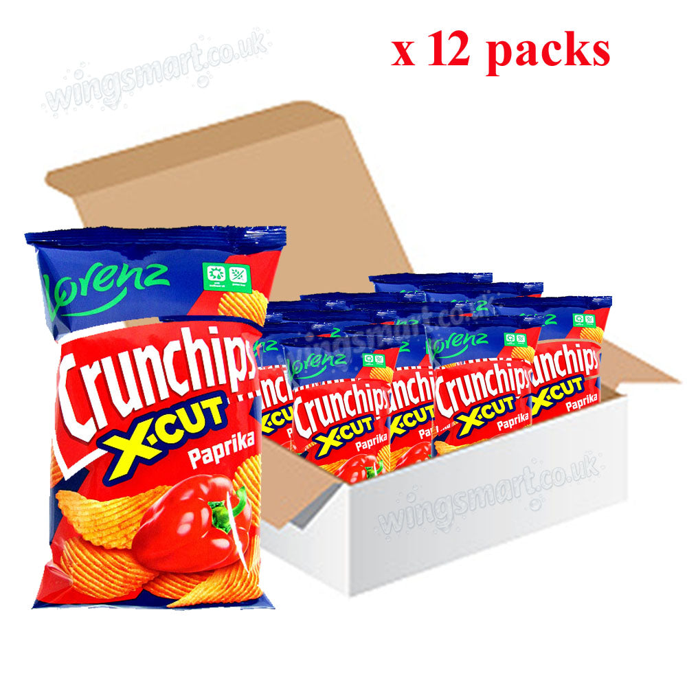 Lorenz X-Cut Crunchips 75g Assorted Flavours Salted, Paprika & Cheese & Onion (pack of 12)