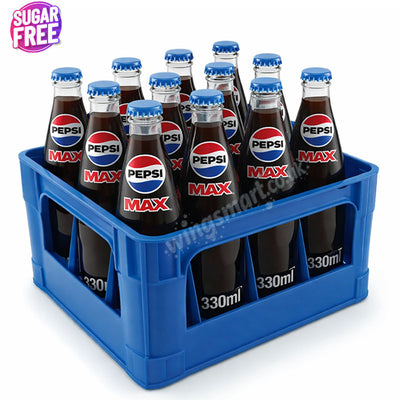 Pepsi Max No Sugar Cola Glass Bottles 330ml x 12 Sparkling Soft Drink