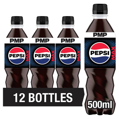 Pepsi Max No Sugar Cola PMP Bottle 500ml (Pack of 12)