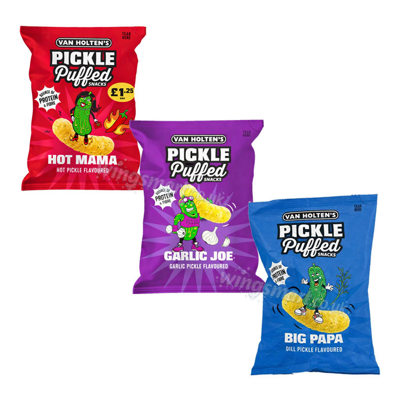 Pickle Puffed Assorted Snacks Box – Van Holten’s Hot Mama Garlic Joe Big Papa 14x50g PMP