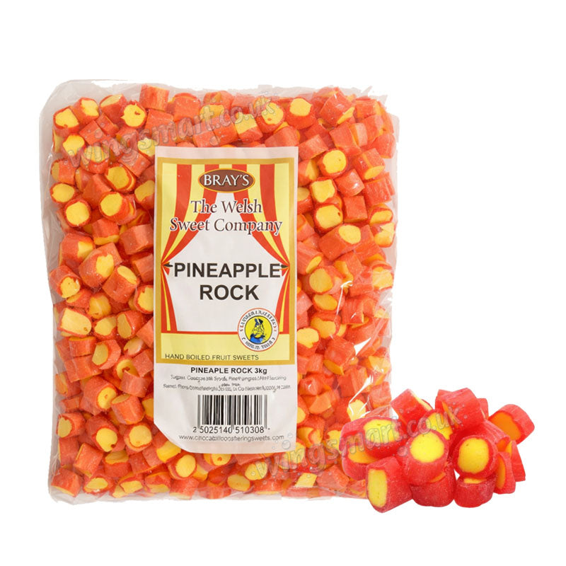 Brays Pineapple Rock Unwrapped 2.75kg Traditional Boiled Sweets