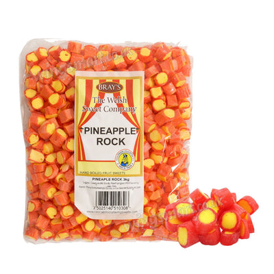 Brays Pineapple Rock Unwrapped 2.75kg Traditional Boiled Sweets