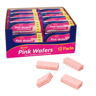 Wafer Biscuit Bestin Pink Cream Wafers 100g PMP Box of 12 – Crispy Sweet Strawberry Snack