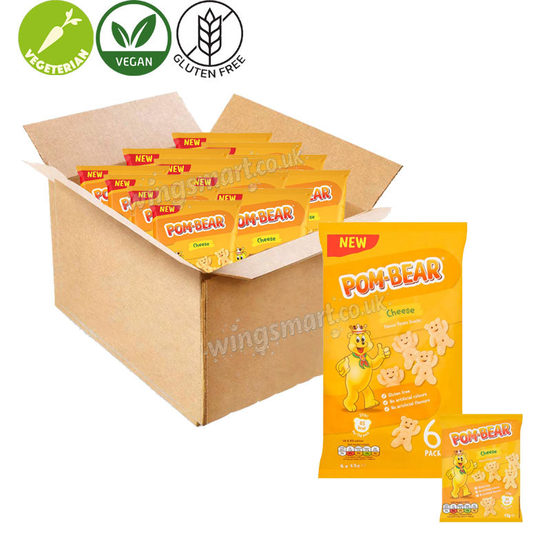 Pom Bear Cheese Potato Snacks 6 Small Packs x 12 Multipack Crispy Cheese Snacks