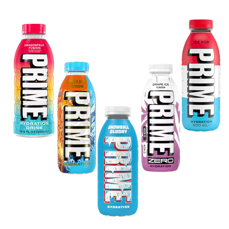 Randomly Mixed Prime hydration drink 500ml | Ice Pop Dragon Fruit Grape Ice Snowball Slushy Frostbite | 6 & 12 Bottles