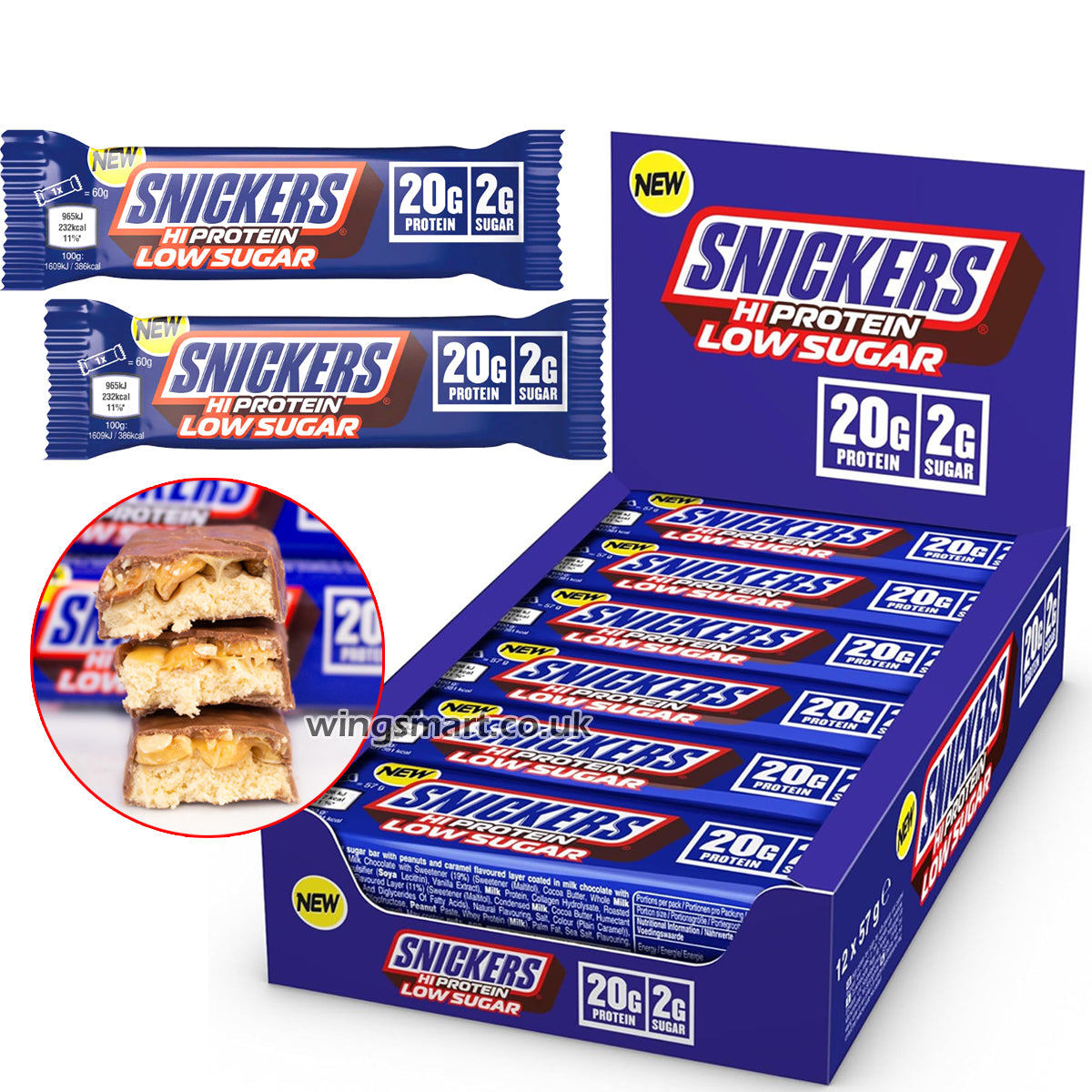 Snickers Milk Chocolate Low Sugar Protein Bars 57 (Box Of 12) - WingsMart