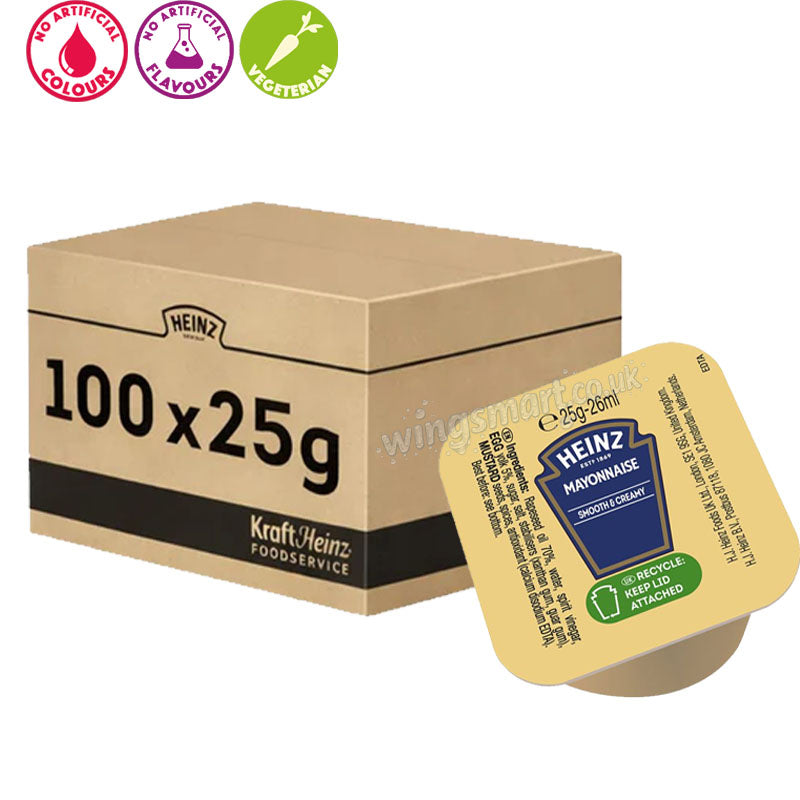 Heinz Smooth & Creamy Mayonnaise 25g x 100 Cups – Premium Single Serve Portion Cups