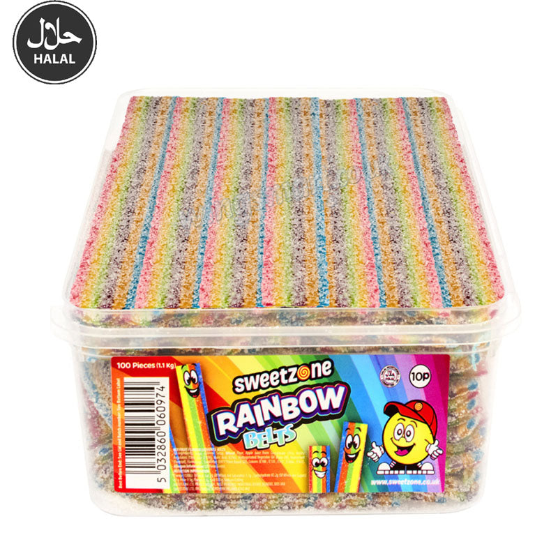 Sweetzone Belts Tub 1.1kg PMP Blue Raspberry Rainbow Cola Apple Watermelon Candy Sweets