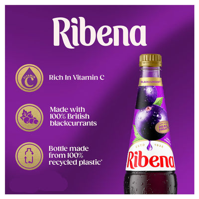 Ribena Blackcurrant Squash 1.5L Bottles (Pack of 3) – Concentrated Fruit Soft Drink