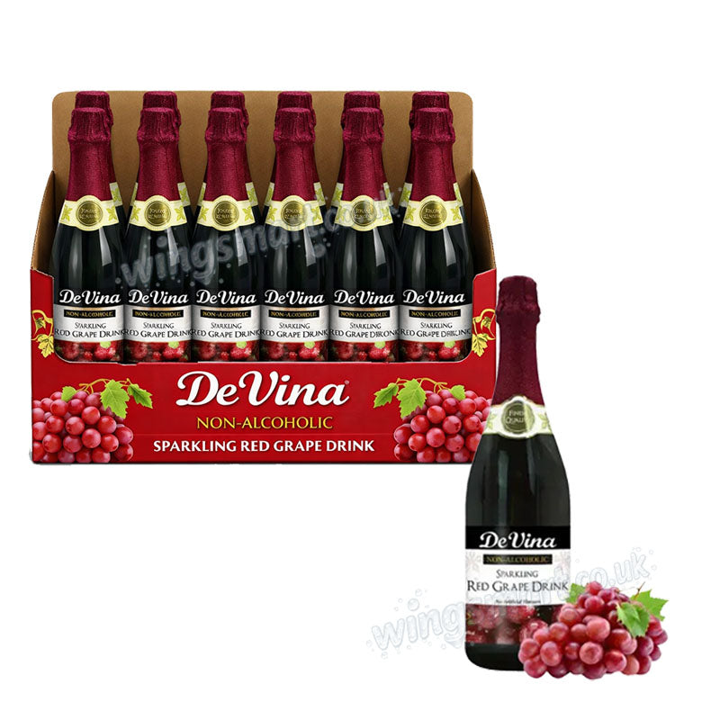 De Vina Sparkling Fruit Drinks 750ml Grape Mango Strawberry Drinks (Box of 12 Bottles)