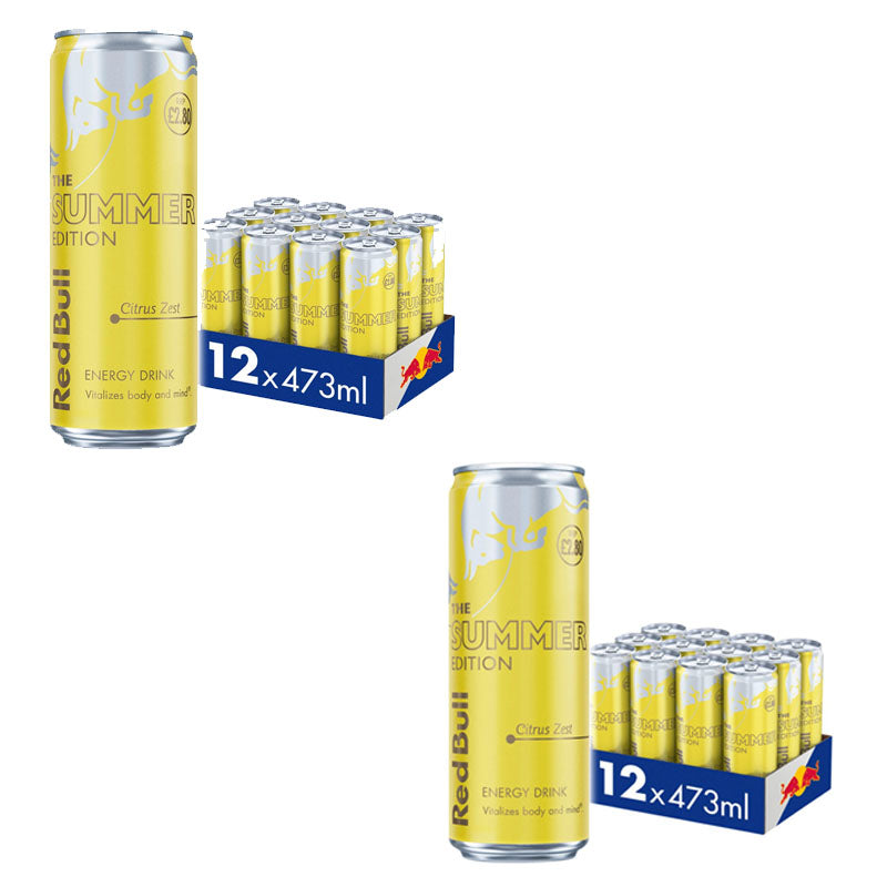 Red Bull Summer Edition Citrus Zest Energy Drink 473ml & 250ml PMP (Box of 12 Cans) Summer Treat