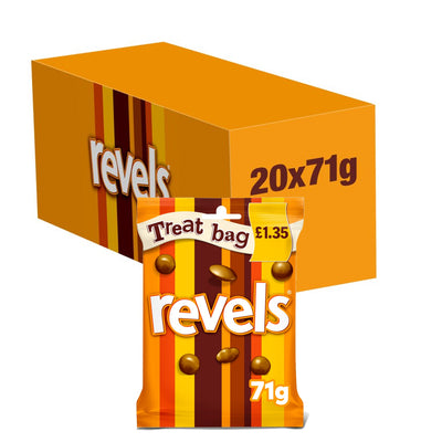 Revels Milk Chocolate with Raisins, Coffee or Orange Treat Bag £1.35 PMP 71g (Box of 20)