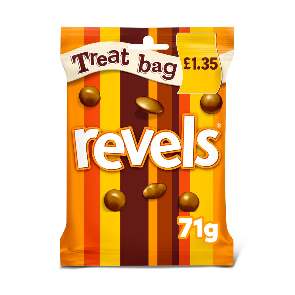 Revels Milk Chocolate with Raisins, Coffee or Orange Treat Bag £1.35 PMP 71g (Box of 20)