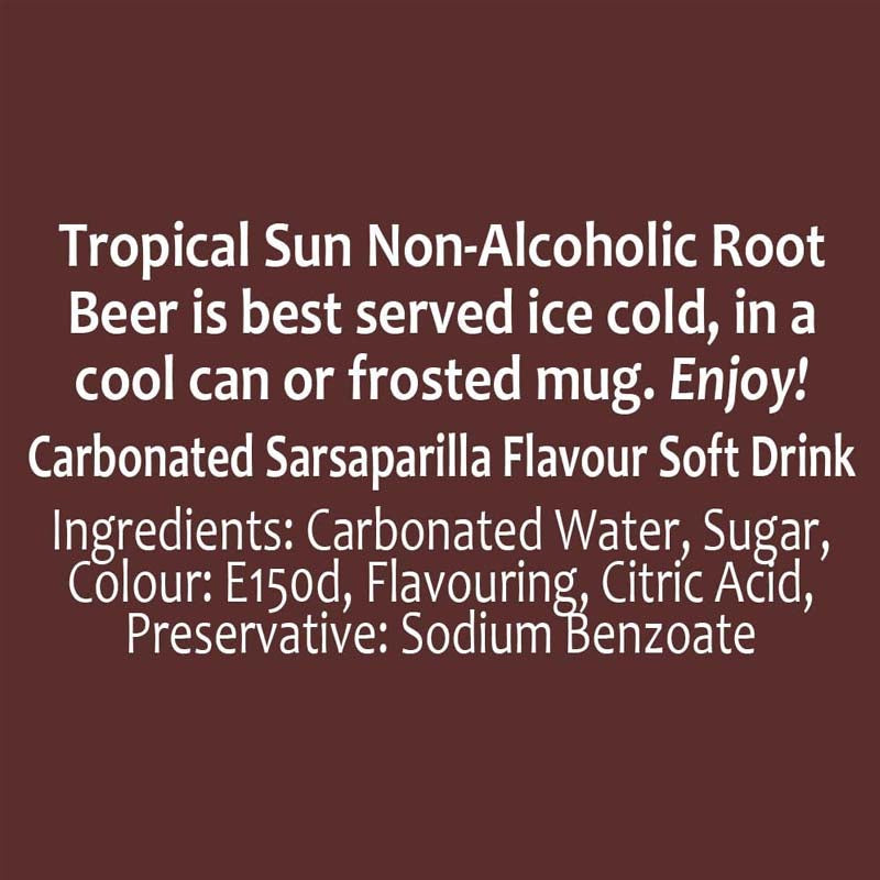 Tropical Sun Root Beer 330ml Cans Non-Alcoholic Caffeine-Free Fridge Pack