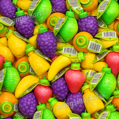 Rose Sherbet Fruits 10g x 100 Count Fruit Shaped Fizzy Sweets Bulk Pack