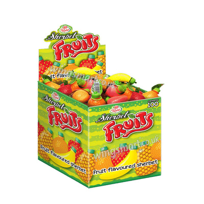 Rose Sherbet Fruits 10g x 100 Count Fruit Shaped Fizzy Sweets Bulk Pack