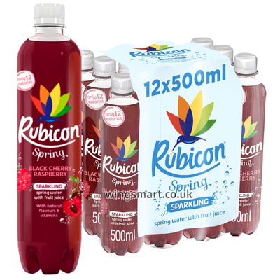 Rubicon Spring Black Cherry Raspberry Sparkling Spring Water with Fruit Juice 12 x 500ml