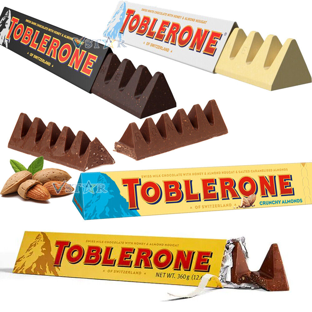 Toblerone Chocolates 4 Mixed (Dark, White, Milk, Almond) Large Bars 360g - WingsMart