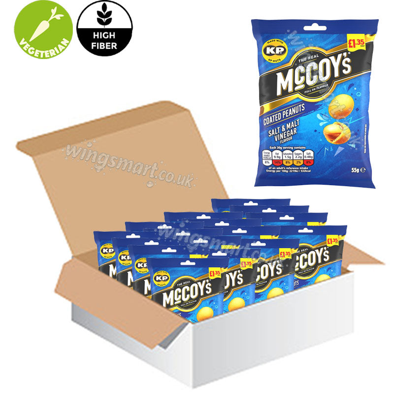 McCoy’s Coated Peanuts Salt & Malt Vinegar 55g PMP 16 Pack Crunchy Savoury Snack