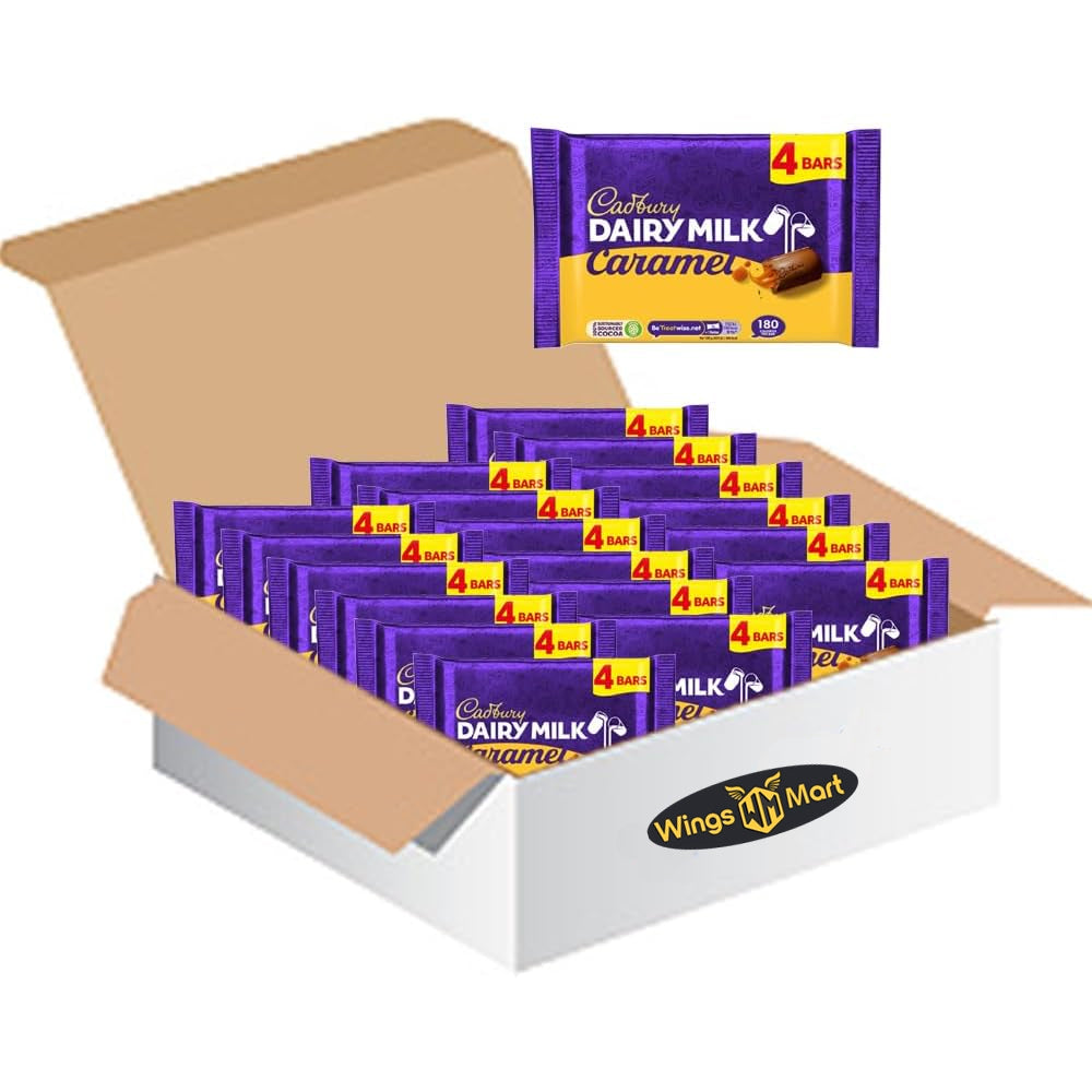 Dairy Milk Caramel Chocolate Bar Multipack, 148g - 4 Bars in Each Pack, Delicious Caramel Center