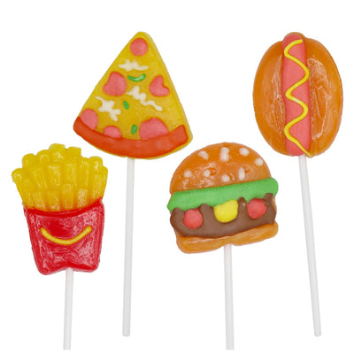 Candy Realms Fast Food Pops - Fun Fruit Flavored Lollipops in Novel Fast Food Shapes - 50g - Perfect for Kids & Parties