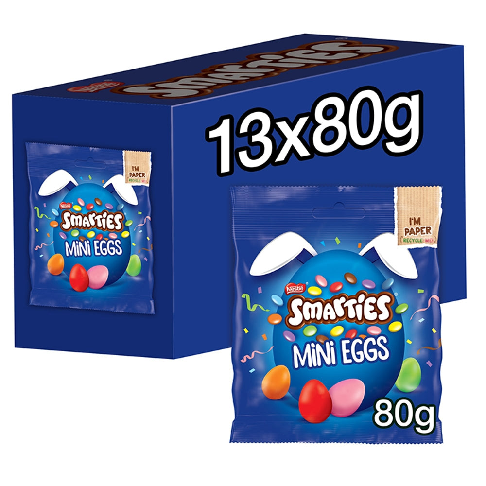 Smarties Milk Chocolate Easter Mini Eggs Sharing Bag 80g (Box of 13)