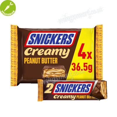 Snickers Creamy Peanut Butter & Milk Chocolate Duo Bars 4 x 36.5g