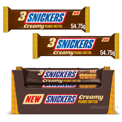 Snickers Creamy Peanut Butter & Milk Chocolate Snack Bar Trio 54.75g (Box of 32)