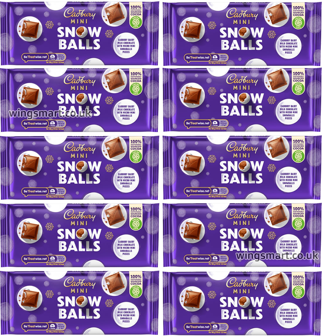 Cadbury Dairy Milk Mini Snowballs Bar 110g (Box of 10)