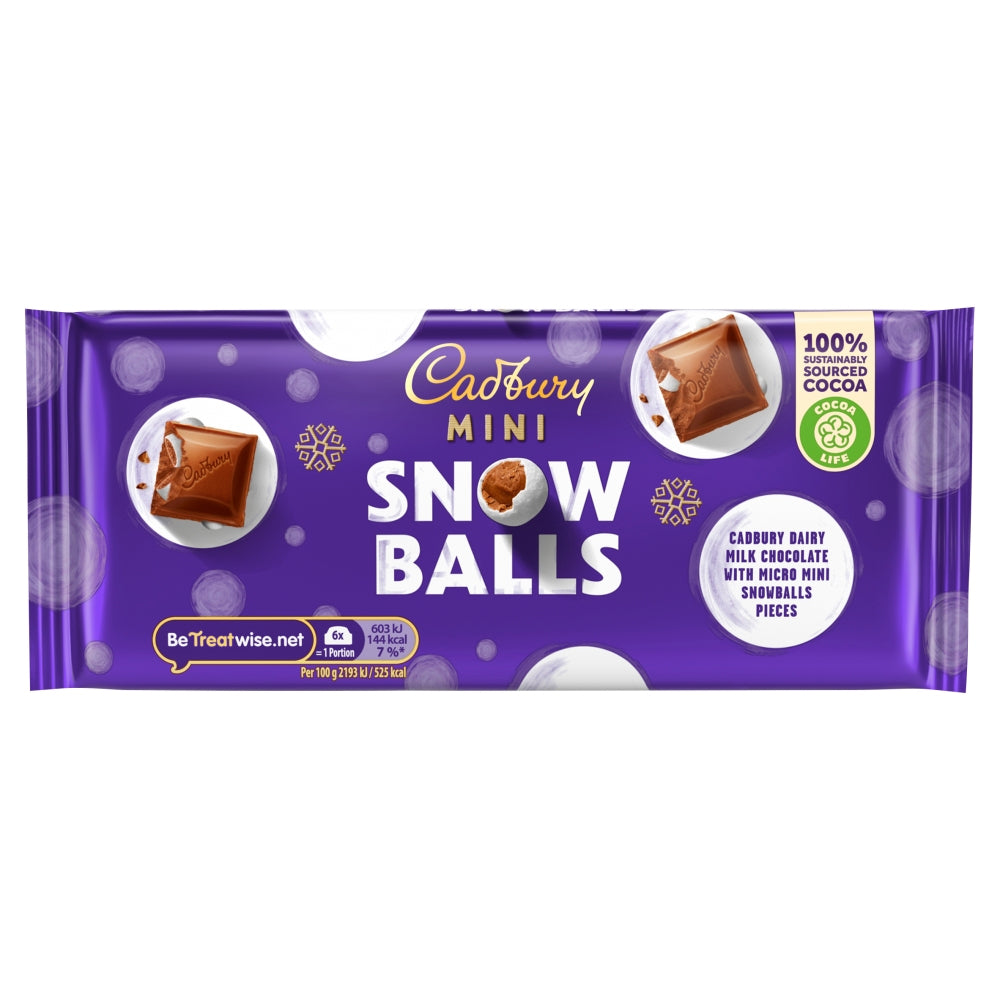 Cadbury Dairy Milk Mini Snowballs Bar 110g (Box of 10)