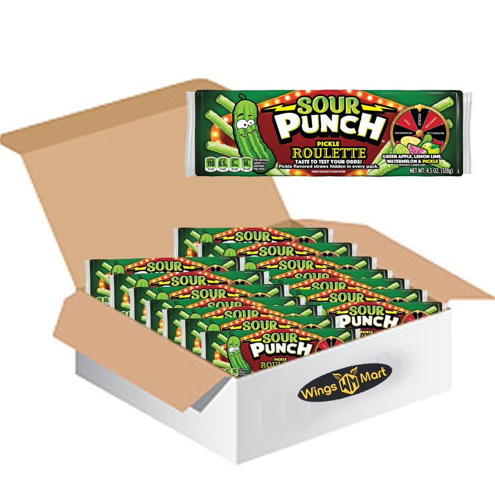 Sour Punch Pickle Roulette Straws 10 x 128g Packs