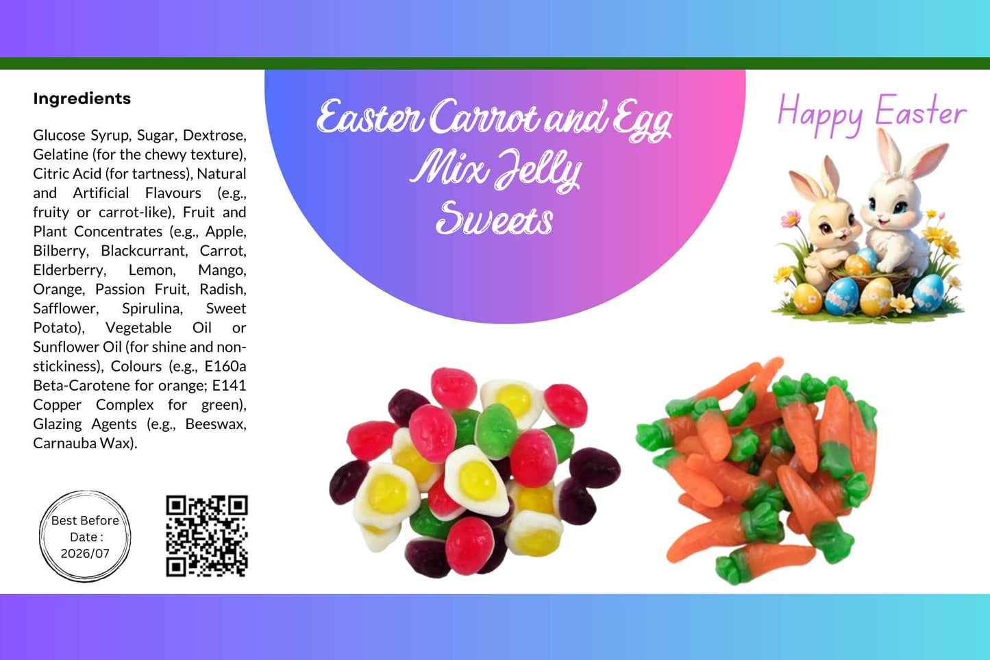 Easter Carrot & Egg Mix sweets (Tub of 1Kg)