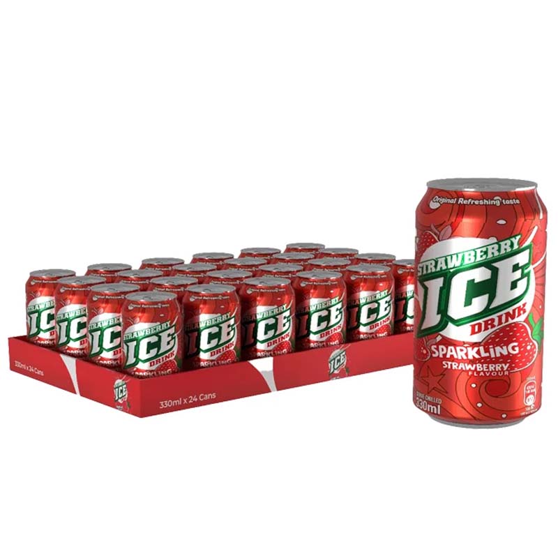 Ice Strawberry Sparkling Drink Can 330ml (24 Pack)