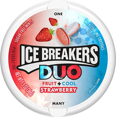 Ice Breakers DUO Mint & Strawberry Sugar Free Mints 42g (Pack of 8 Tins)