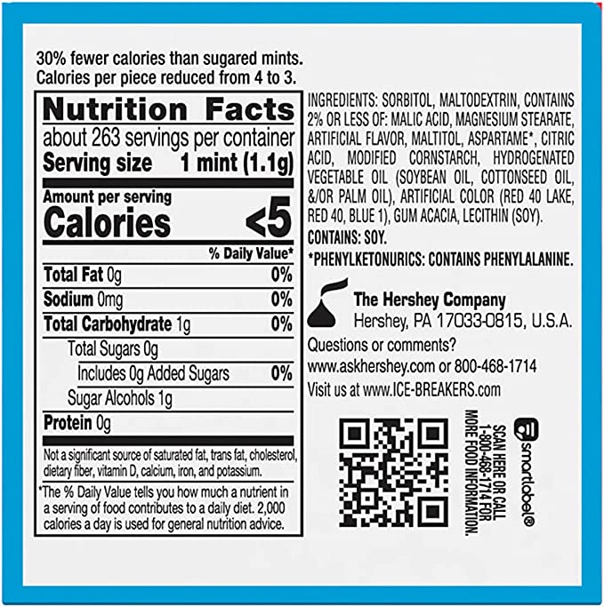 Ice Breakers DUO Mint & Strawberry Sugar Free Mints 42g (Pack of 8 Tins)