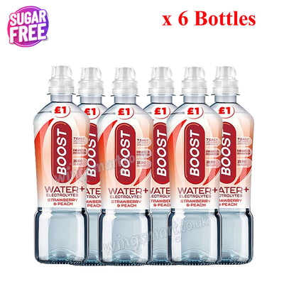 Boost Water+ Electrolytes Sugar free Drinks 500ml – Strawberry Peach, Citrus & Cherry Flavours
