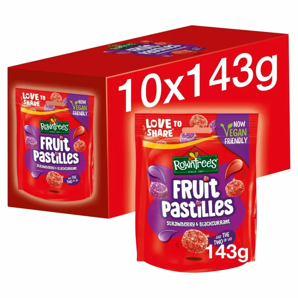 Rowntree's Fruit Pastilles Strawberry & Blackcurrant Sharing Pouch 143g (Box Of 10)