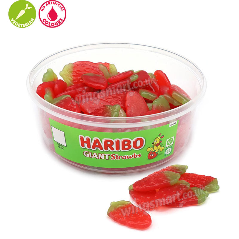 Haribo Giant Strawberry Flavour Chewy Jelly Sweets Tub 825g (Box of 6)