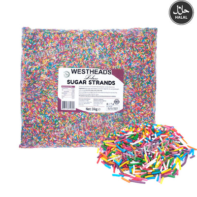 Westheads Deluxe Sugar Strands 3kg Bulk Bag – Vibrant Dessert & Baking Topping