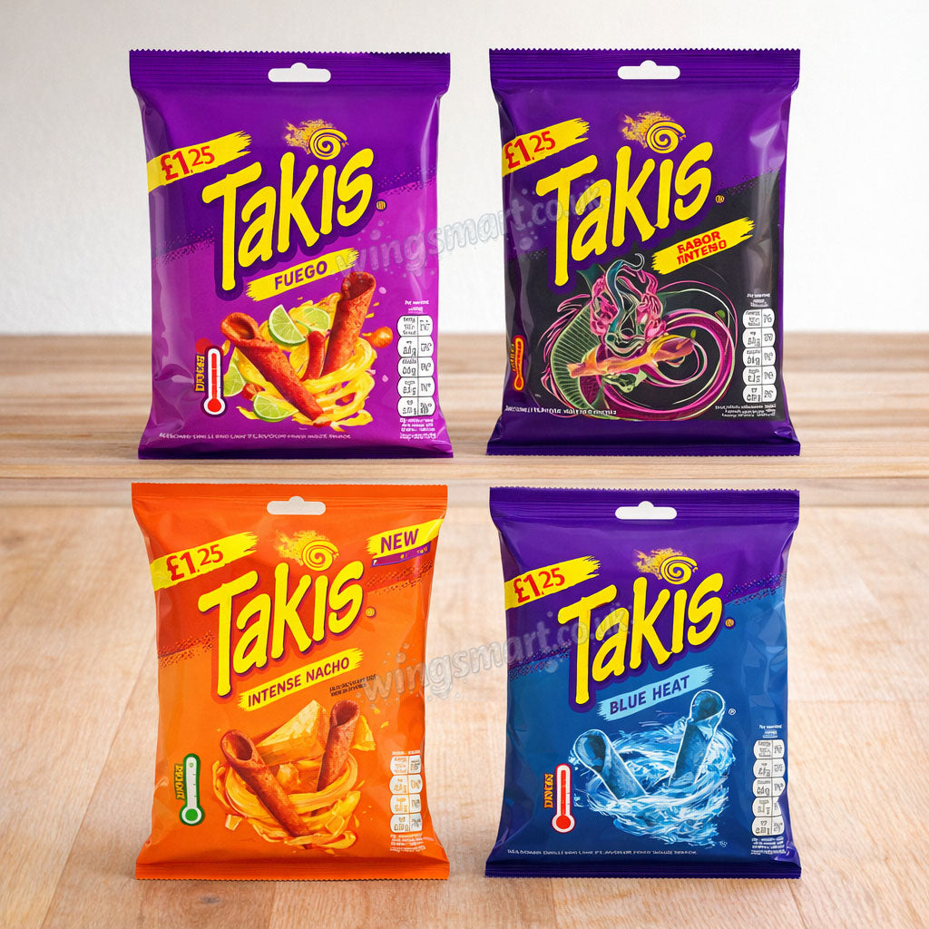 Takis New Assorted Flavour Corn Snacks 55g – Blue Heat, Fuego, Dragon Sweet Chilli & Nacho Cheese