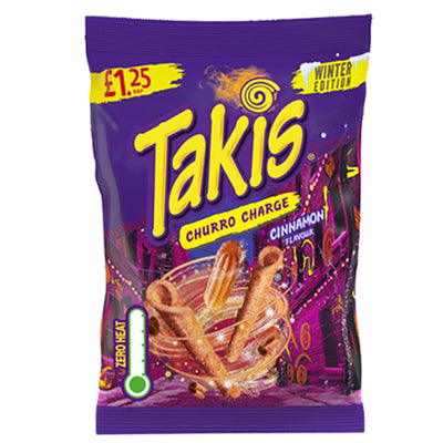 Takis Winter Edition Churro Charge Cinnamon Flavour Crisps 55g (Box of 21)