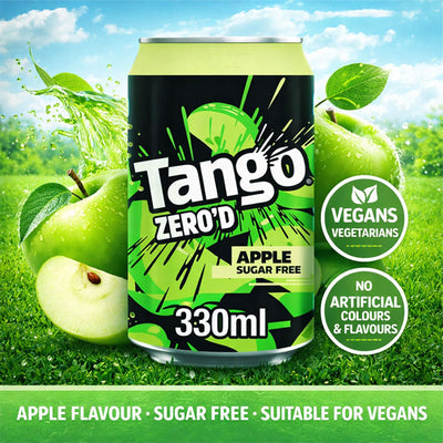 Tango Zero'd Apple Sugar Free Drink 330ml (Box of 12 & 24 Cans)