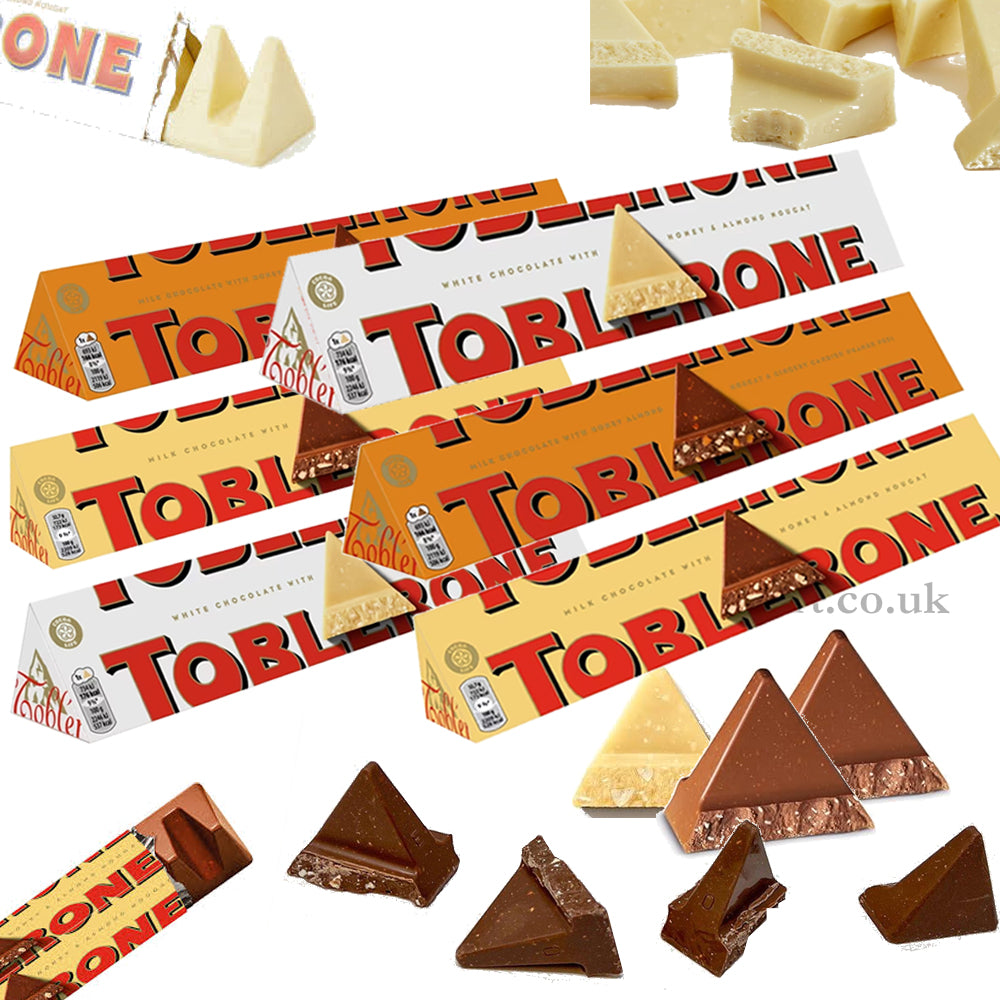 Toblerone Chocolates Mixed White, Milk, Orange Twist Large Bars 360g (Pack of 6)